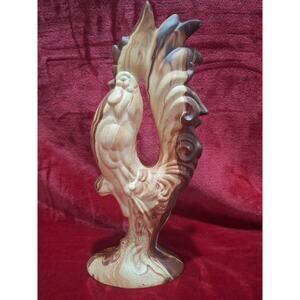Vintage Colorado Springs Pottery Marbled Clay Rooster Figurine 12"- 1950-60s